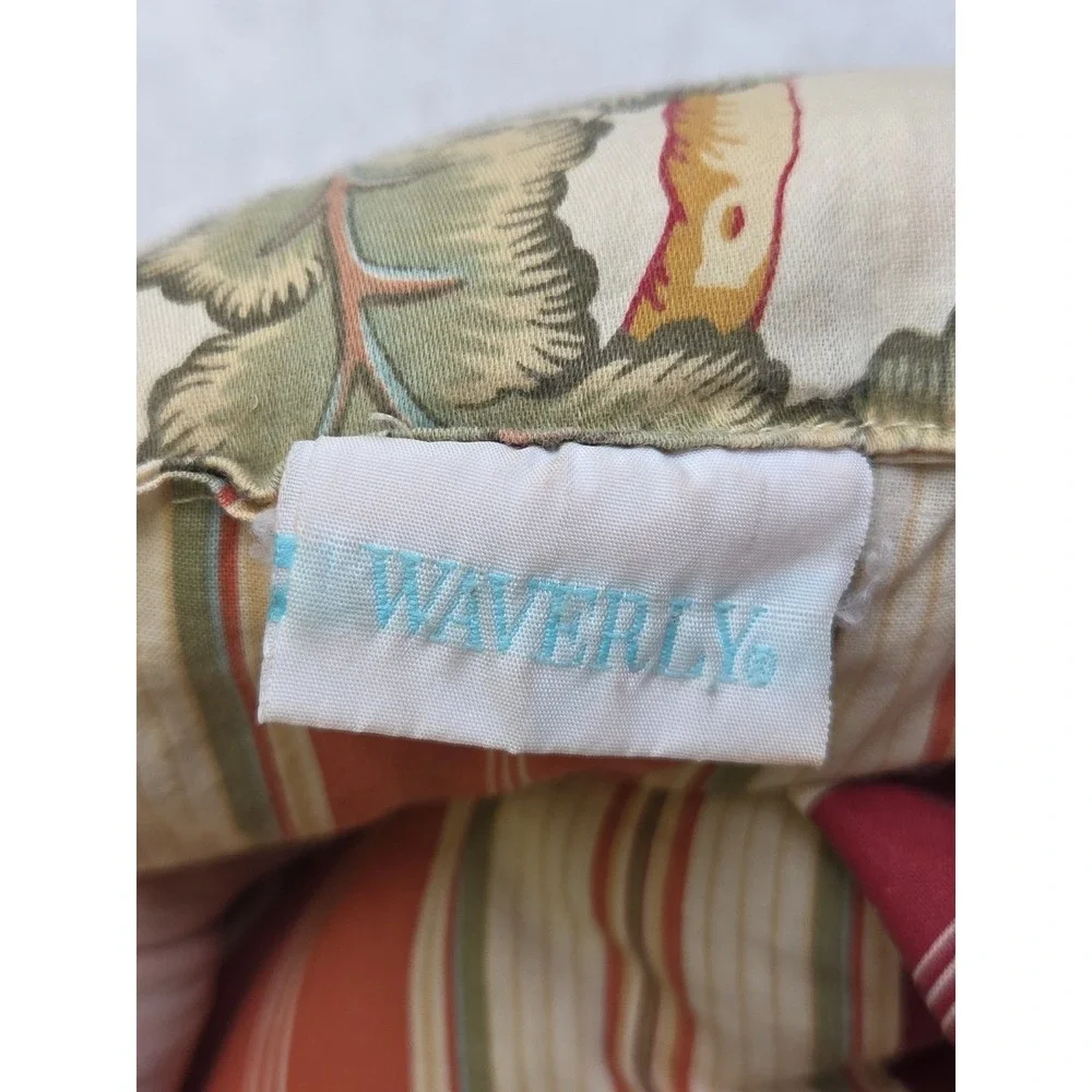 Waverly‎ Jacobean Floral Bird Reverse Stripe King Comforter 
